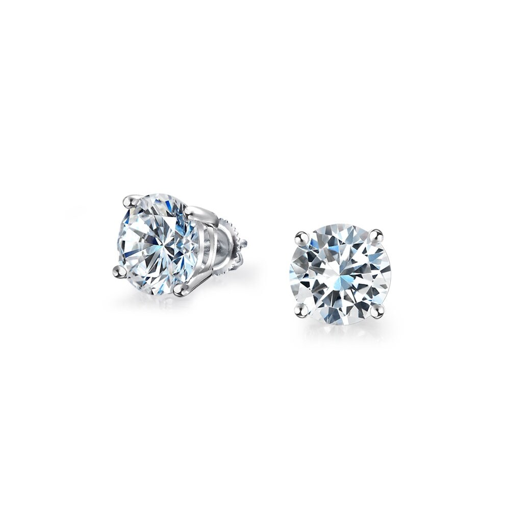 Women's 925 Sterling Silver Piercing CZ Diamond Studded Screwback 14K Yellow Plated Stud Earrings Women's 925 Sterling Silver Piercing CZ Diamond Studded Screwback 14K Yellow Plated Stud Earrings